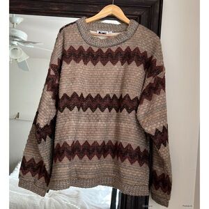 Vintage Allen Wah Thick Knit Zig Zag Sweater Southwestern grandpa